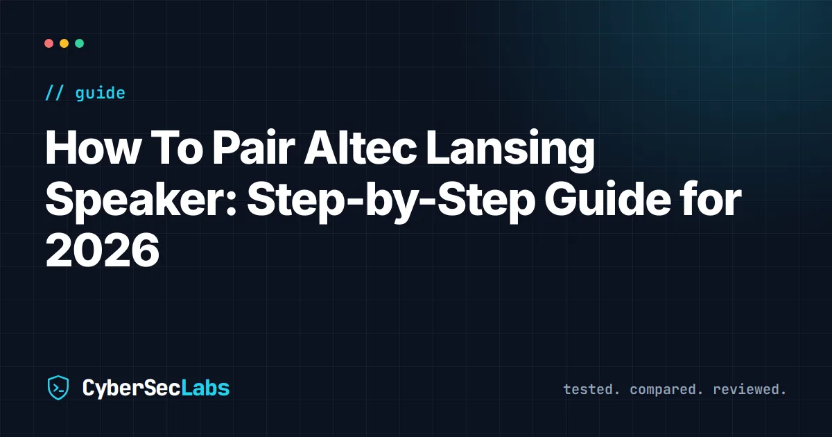 How To Pair Altec Lansing Speaker: Step-by-Step Guide for 2026